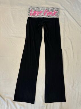 Low Rise Flare Foldover Yoga Pants w “Love Pink” Print by Victoria’s Secret PINK